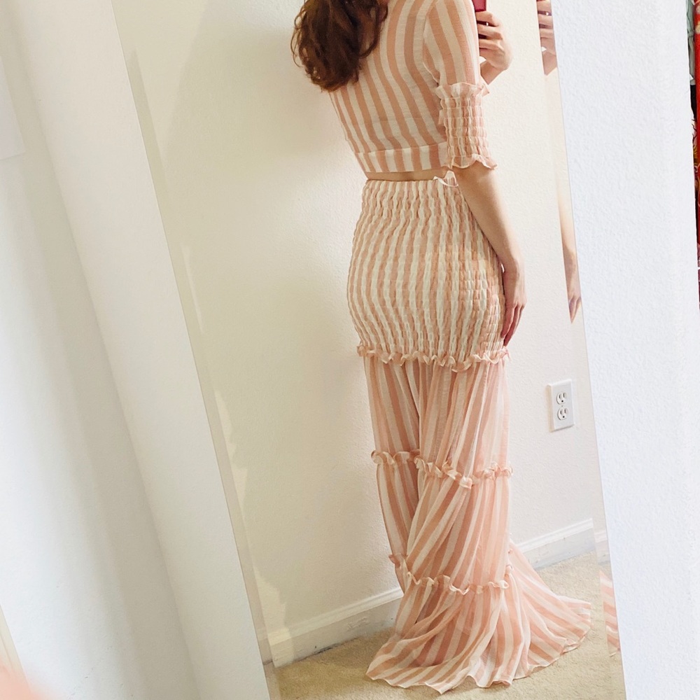 Banjul Light Pink Stripe Two Piece Skirt Set SZ - Picture 4 of 4